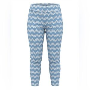 J MCLAUGHLIN WOMENS STRETCH PANTS SIZE M LIGHT BLUE WITH WHITE DESIGN